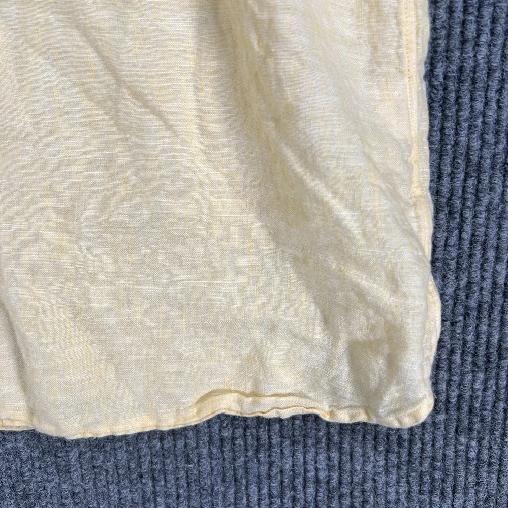 Cremieux Shirt‎ Mens XL Extra Large Yellow Linen Short Sleeve Button Down Casual